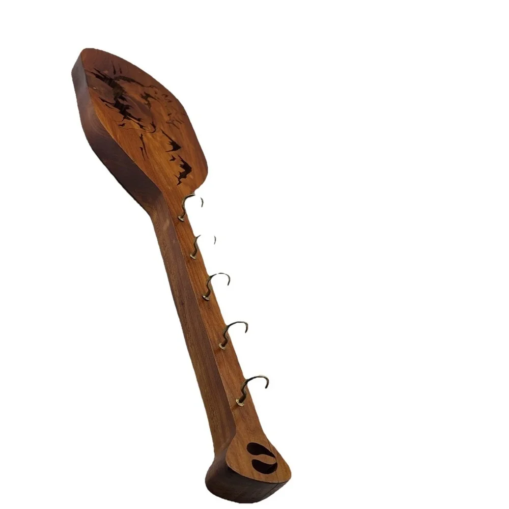 Wood Elk Cut Out  Wall Mount Key Holder 5 Hooks Cabin Core Lodge Hat Hook